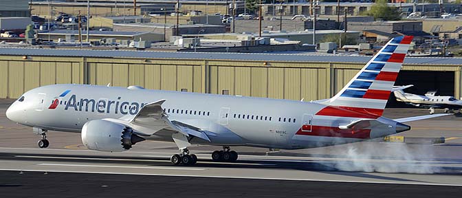 American Airlines' second Boeing 787-823 N801AC, Phoenix Sky Harbor, March 10, 2015